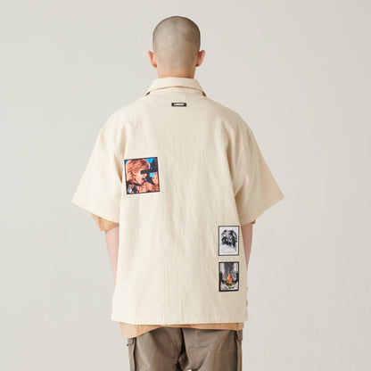 LINNEN COLLAGE SHIRT / IVORY