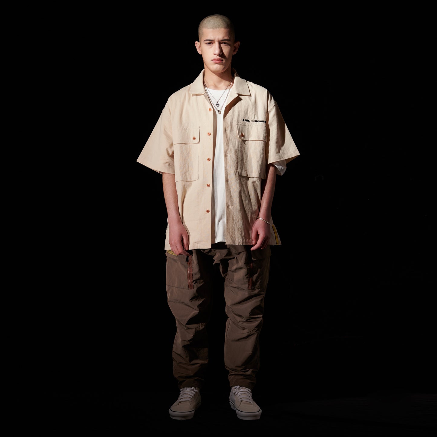 LINNEN COLLAGE SHIRT / IVORY
