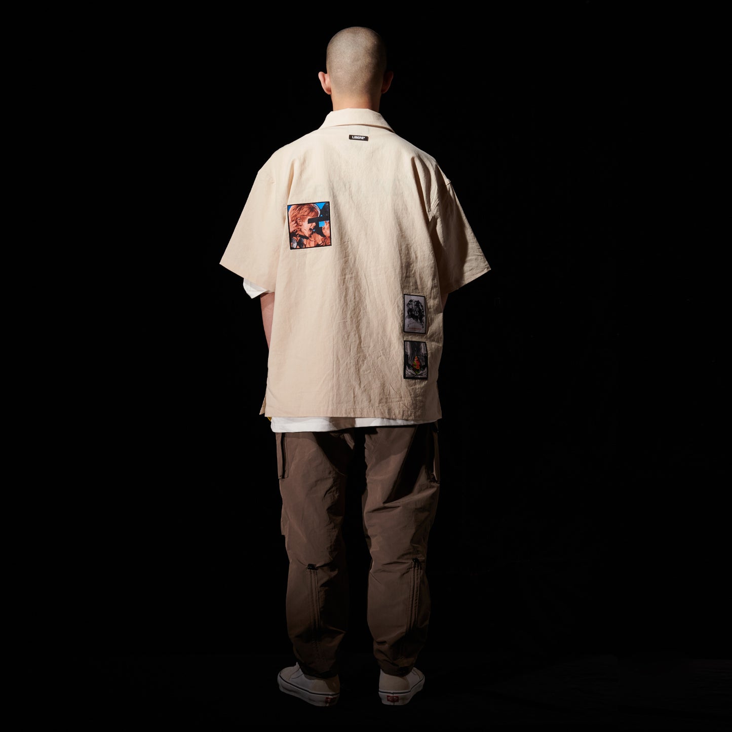 LINNEN COLLAGE SHIRT / IVORY