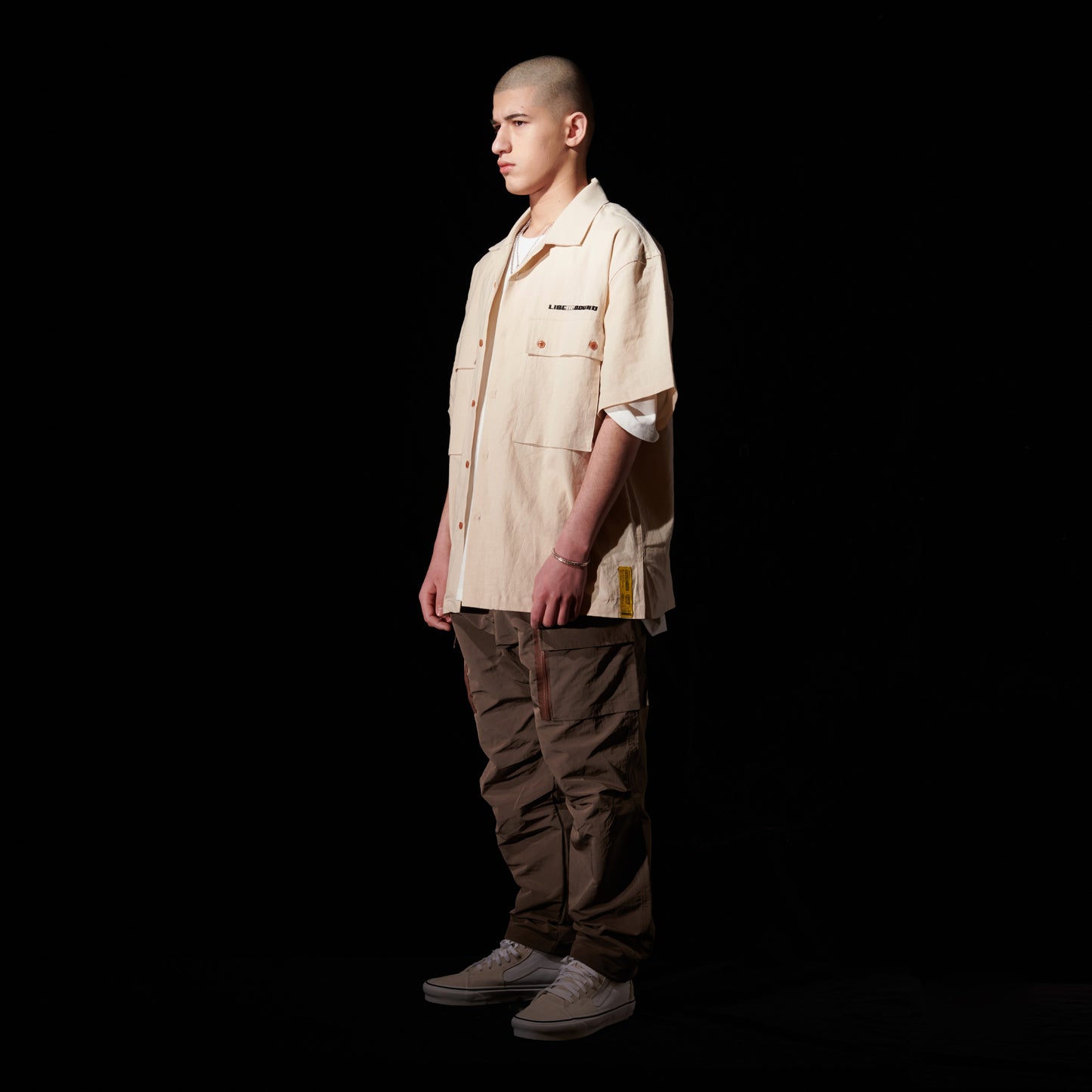 LINNEN COLLAGE SHIRT / IVORY