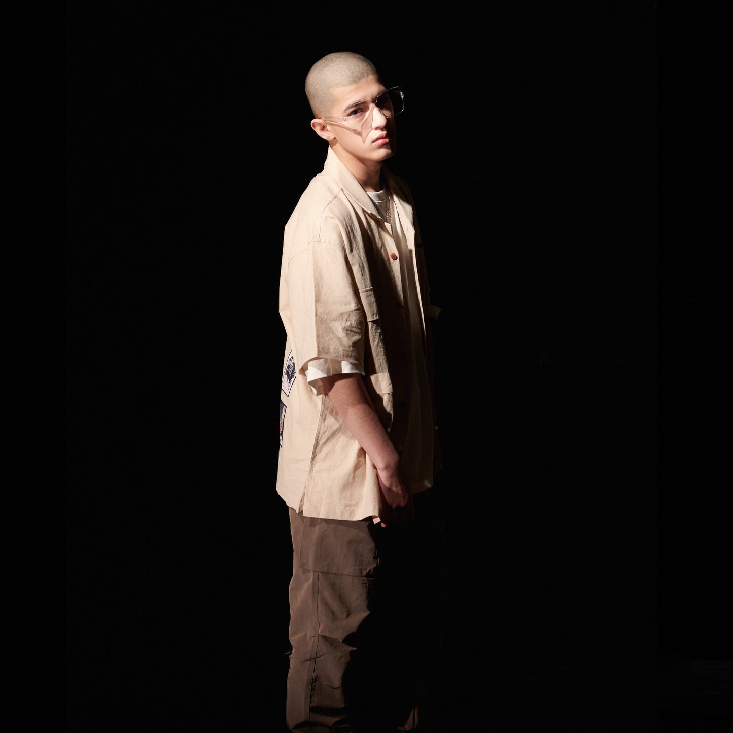 LINNEN COLLAGE SHIRT / IVORY