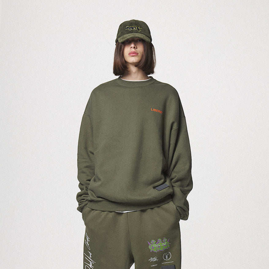 SLOGAN SWEAT SHIRTS / KHAKI