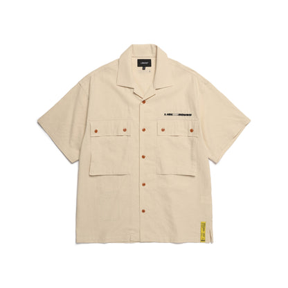 LINNEN COLLAGE SHIRT / IVORY