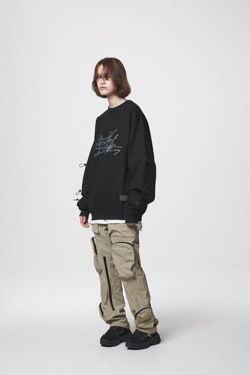 STRING SWEAT SHIRTS / BLACK