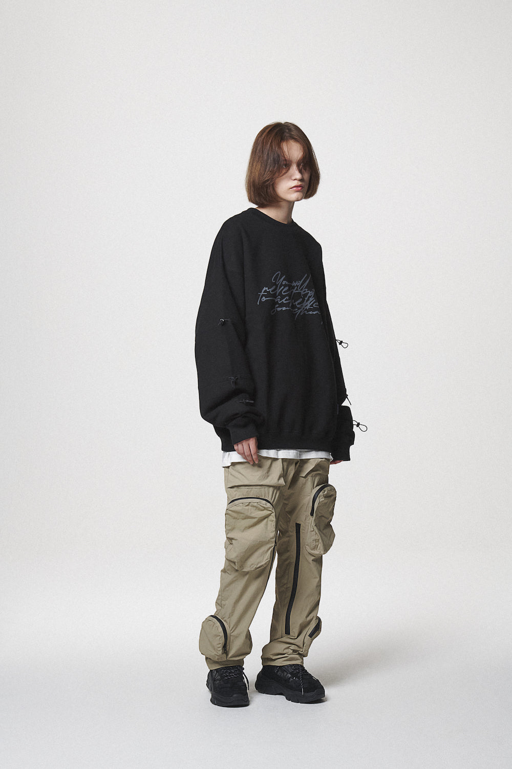 STRING SWEAT SHIRTS / BLACK