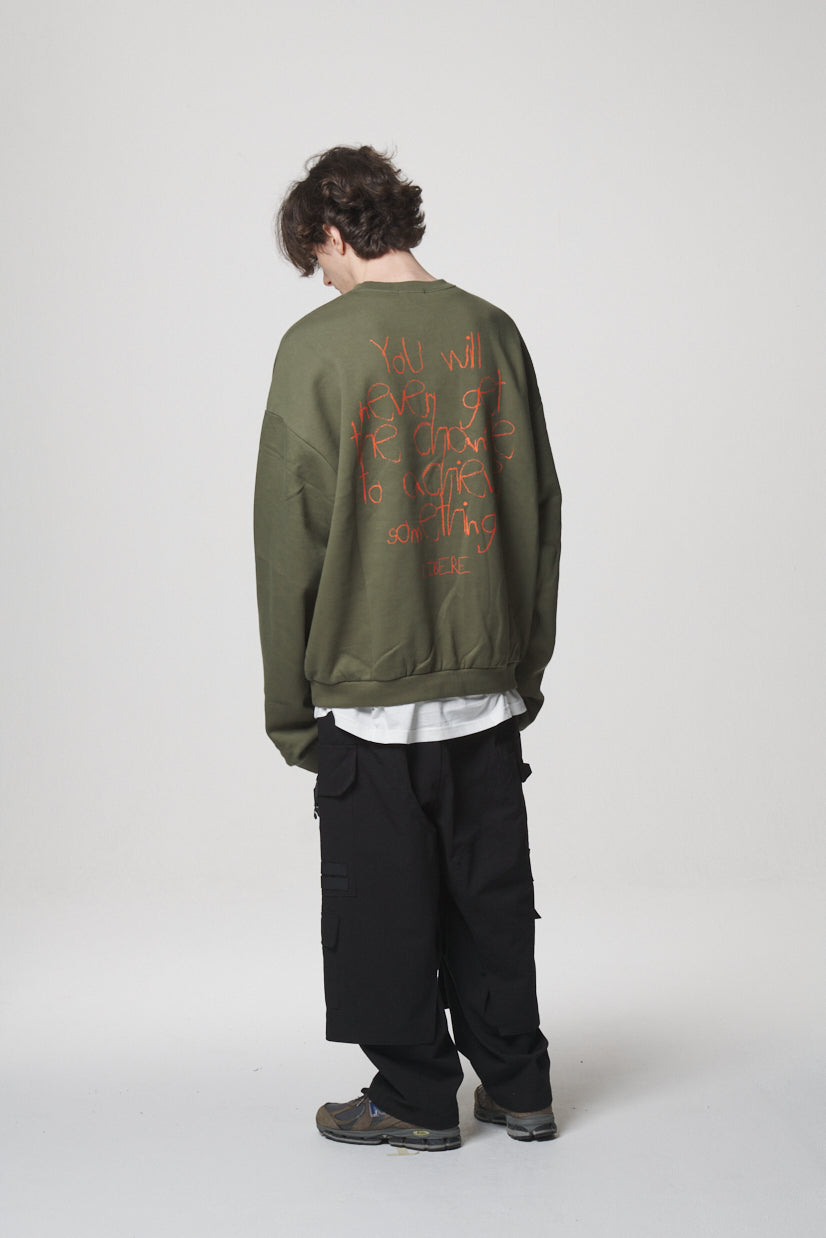 SLOGAN SWEAT SHIRTS / KHAKI