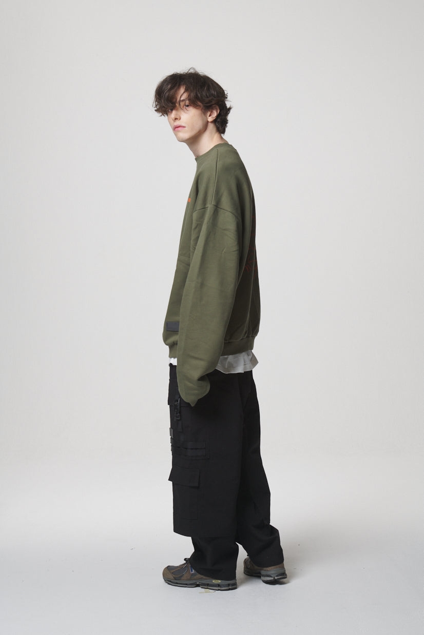 SLOGAN SWEAT SHIRTS / KHAKI