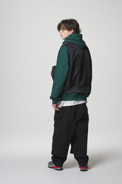 LAYERED WIDE PANTS / BLACK