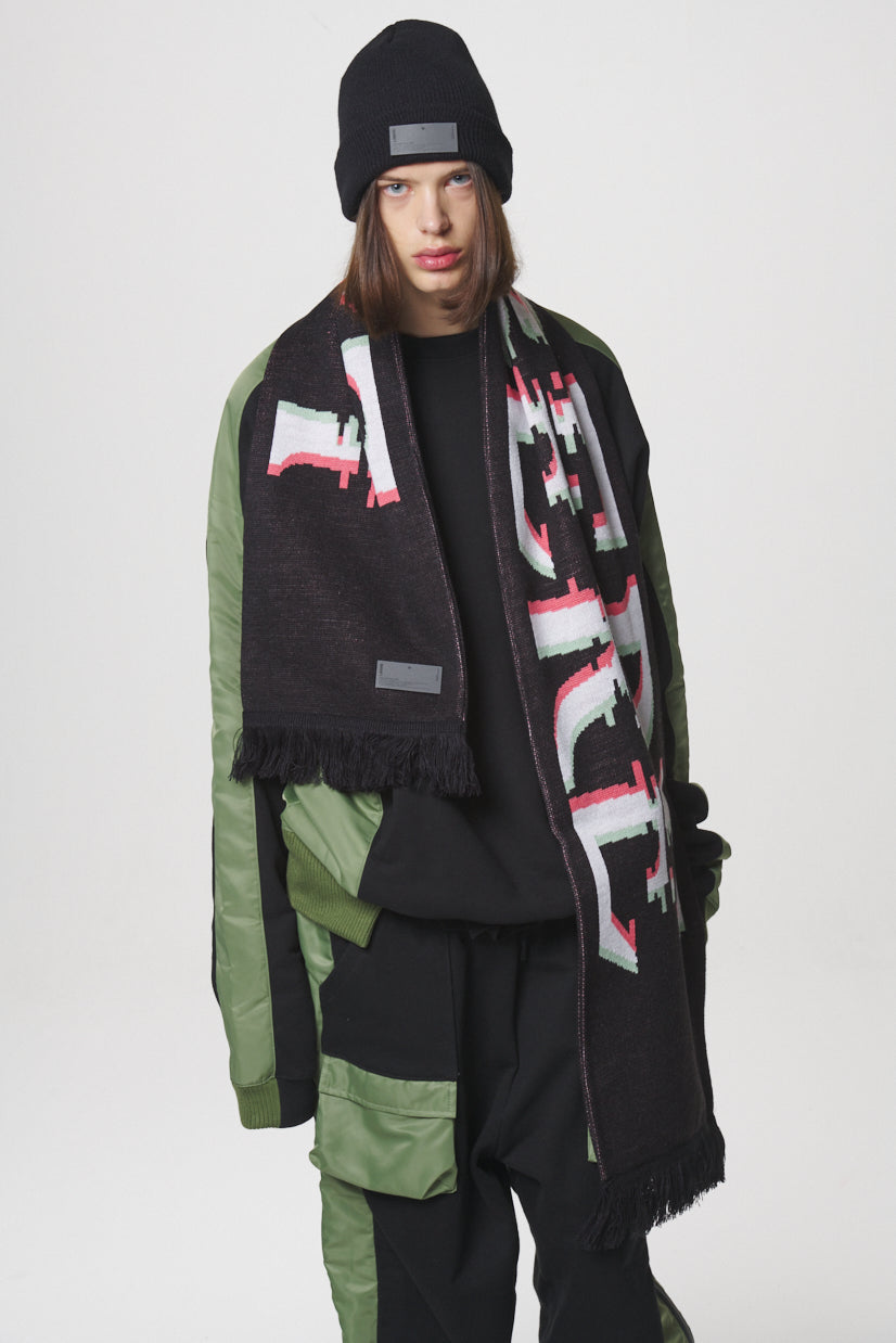 GLITCH LOGO MUFFLER / BLACK