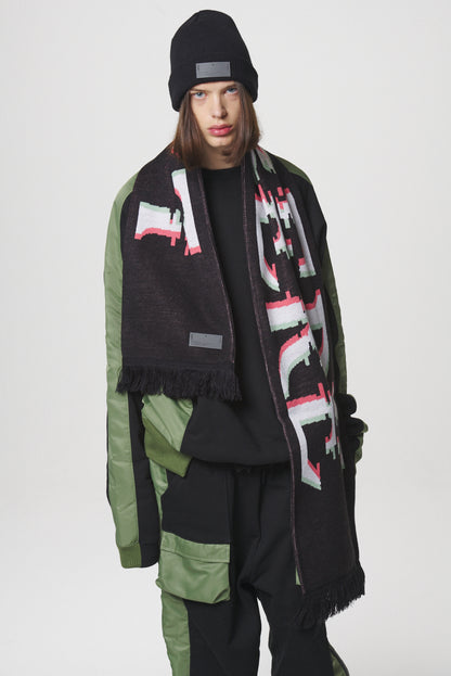 GLITCH LOGO MUFFLER / BLACK