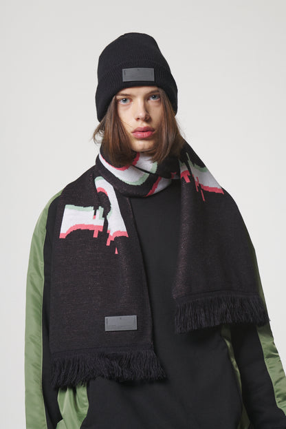 GLITCH LOGO MUFFLER / BLACK