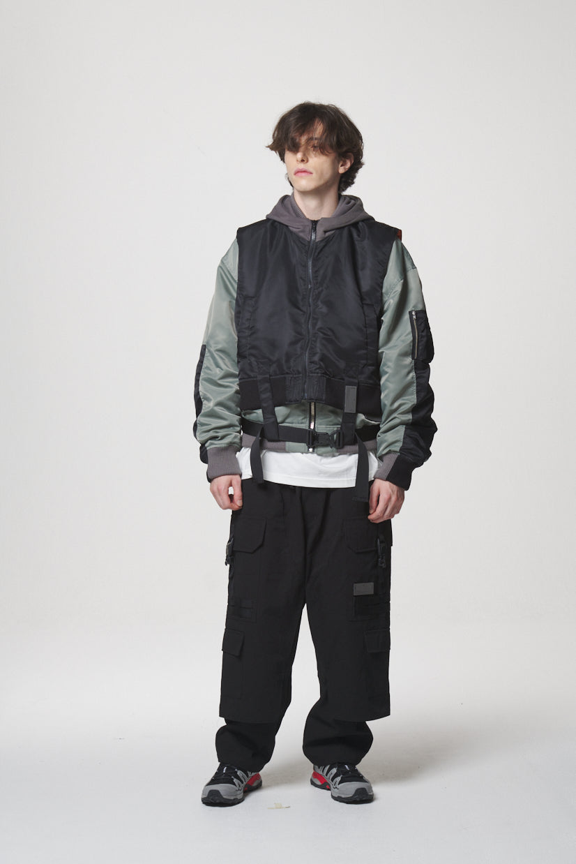 LAYERED WIDE PANTS / BLACK