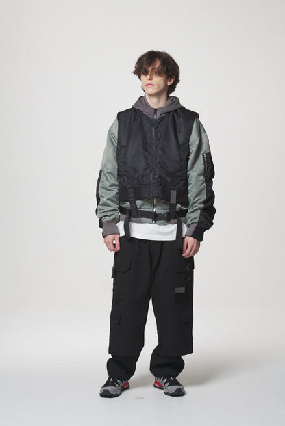 LAYERED WIDE PANTS / BLACK