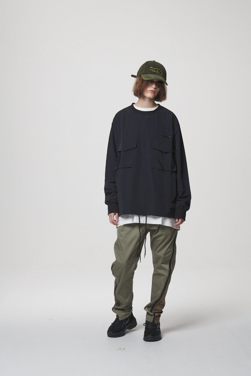 PULL OVER POCKET SHIRTS / BLACK