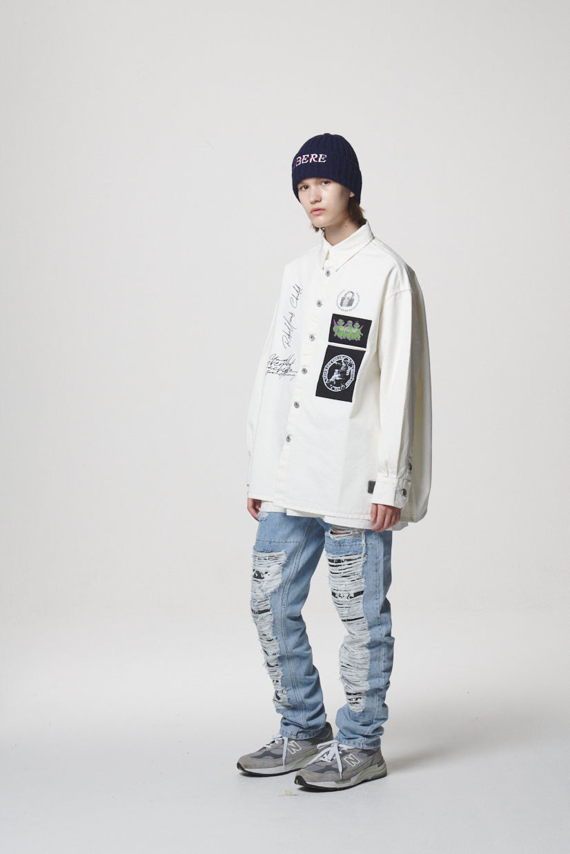 21 DAMAGE DENIM PANTS / SKY BLUE