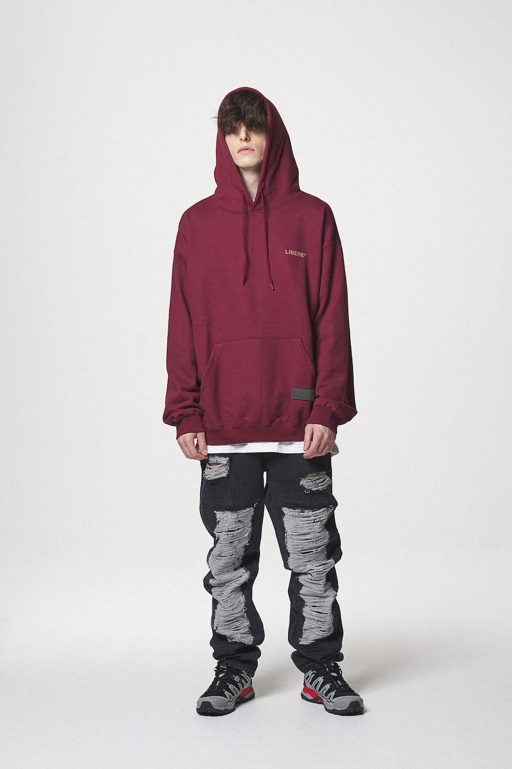 SLOGAN HOODIE / BURGUNDY