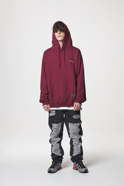 SLOGAN HOODIE / BURGUNDY