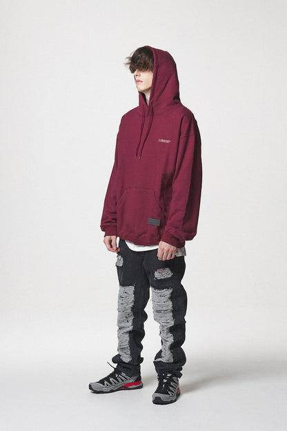 SLOGAN HOODIE / BURGUNDY
