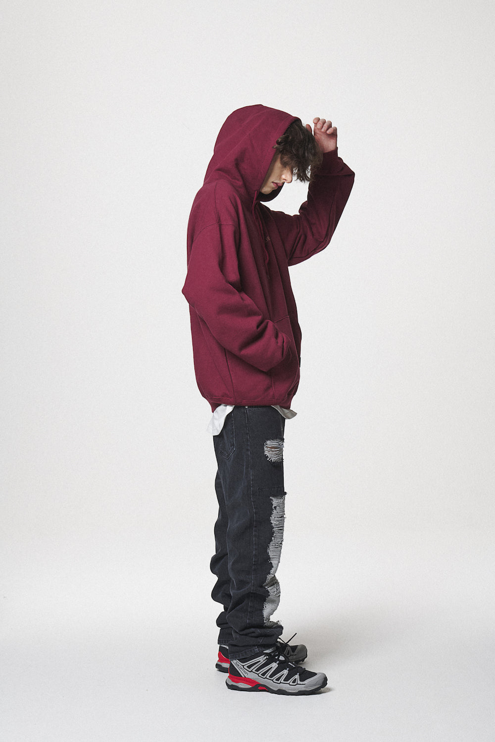 SLOGAN HOODIE / BURGUNDY