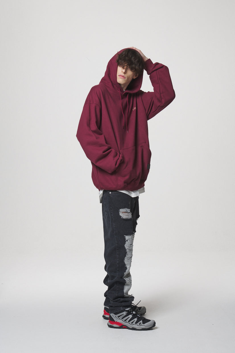SLOGAN HOODIE / BURGUNDY