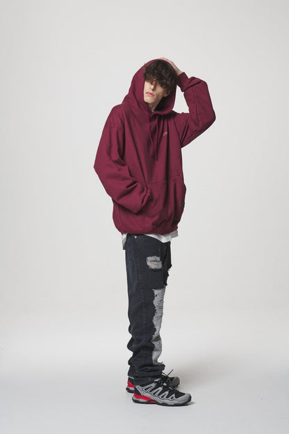 SLOGAN HOODIE / BURGUNDY