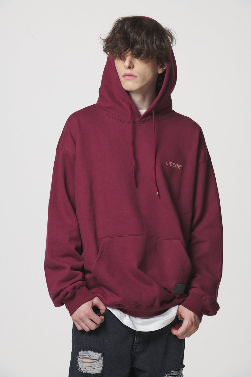 SLOGAN HOODIE / BURGUNDY