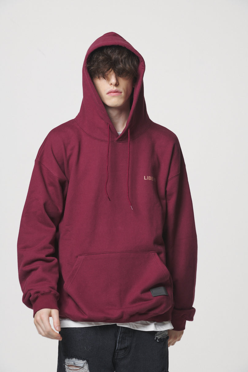 SLOGAN HOODIE / BURGUNDY
