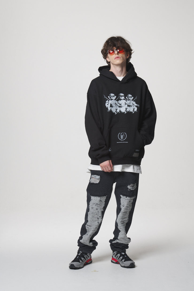 21 DAMAGE DENIM PANTS / BLACK