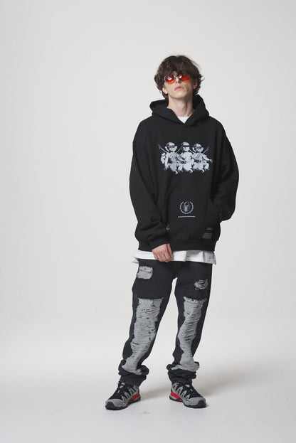 21 DAMAGE DENIM PANTS / BLACK