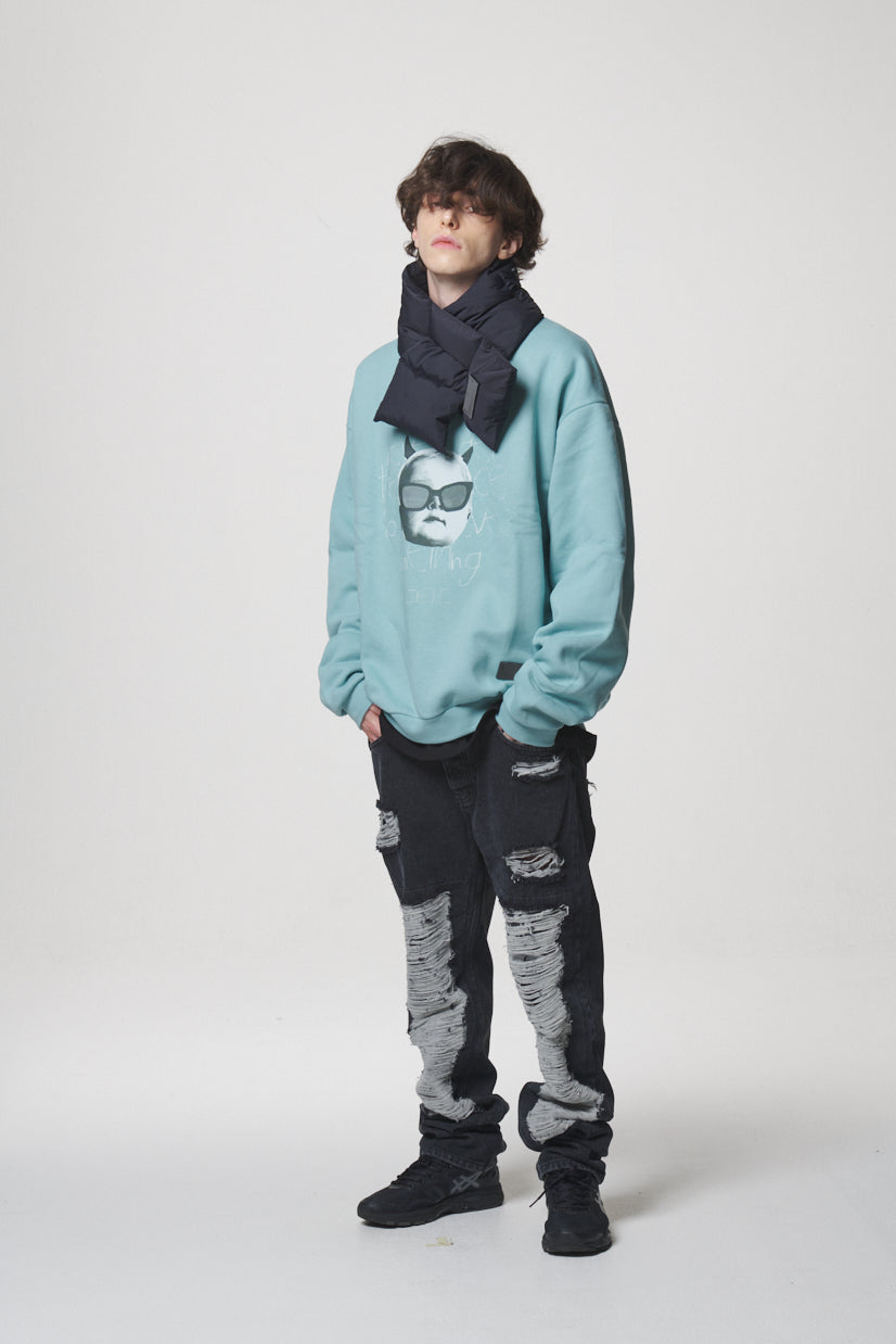 21 DAMAGE DENIM PANTS / BLACK