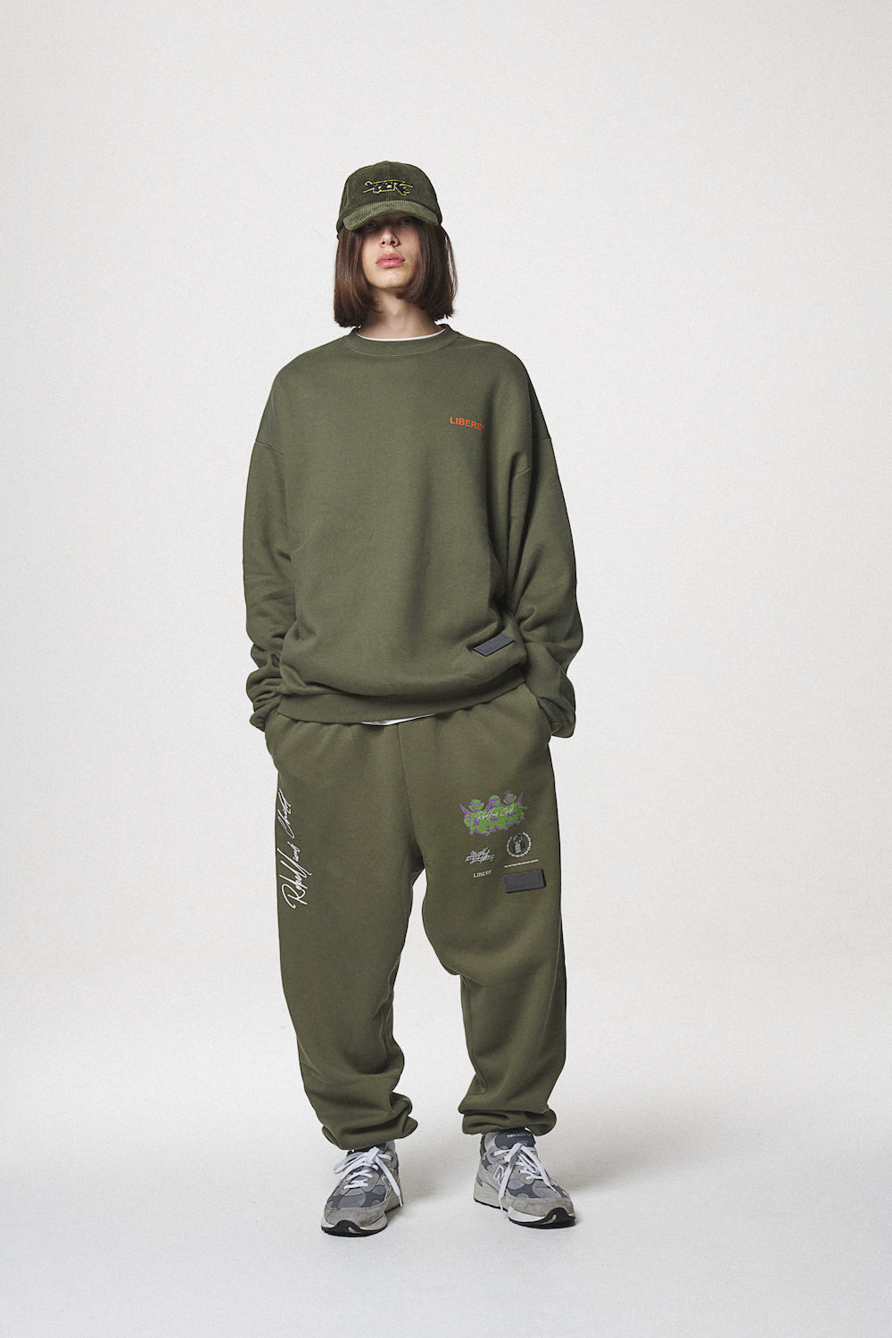 SLOGAN SWEAT SHIRTS / KHAKI