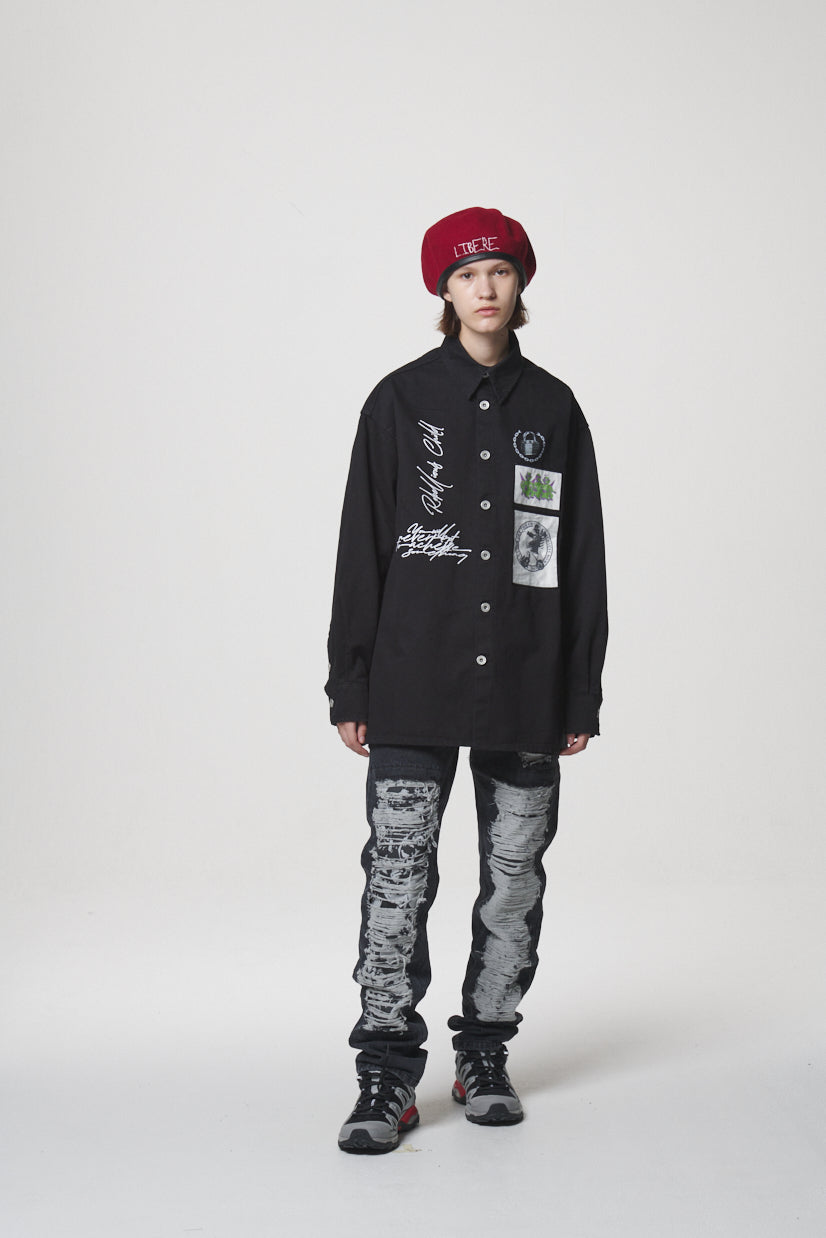 21 DAMAGE DENIM PANTS / BLACK