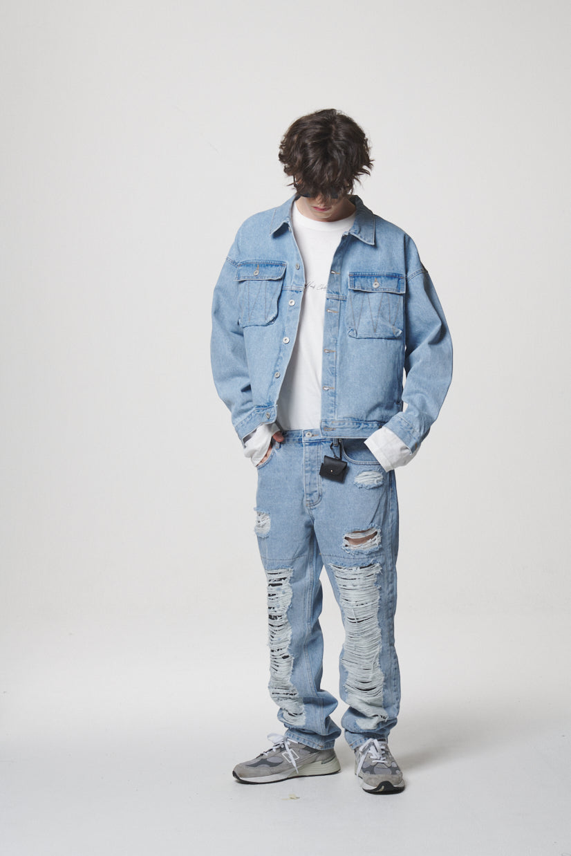 21 DAMAGE DENIM PANTS / SKY BLUE