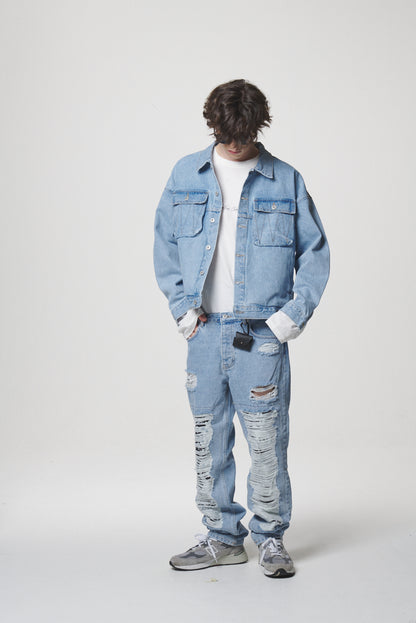 21 DAMAGE DENIM PANTS / SKY BLUE