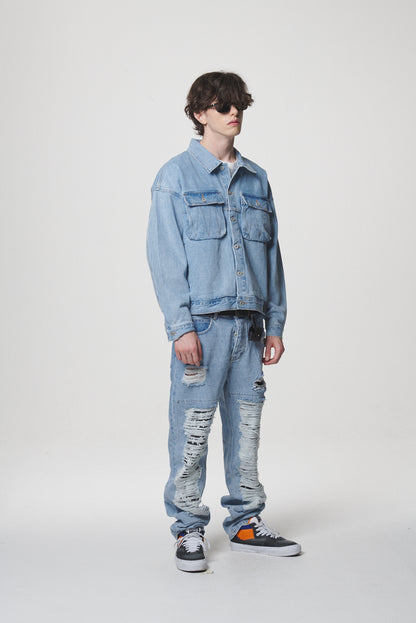 21 DAMAGE DENIM PANTS / SKY BLUE