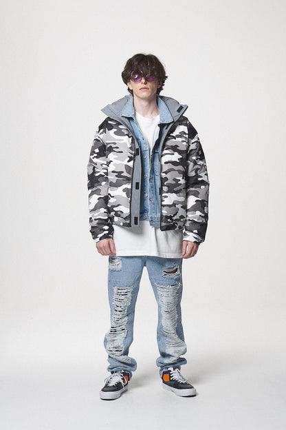 REVERSIBLE DOWN JACKET / SILVER