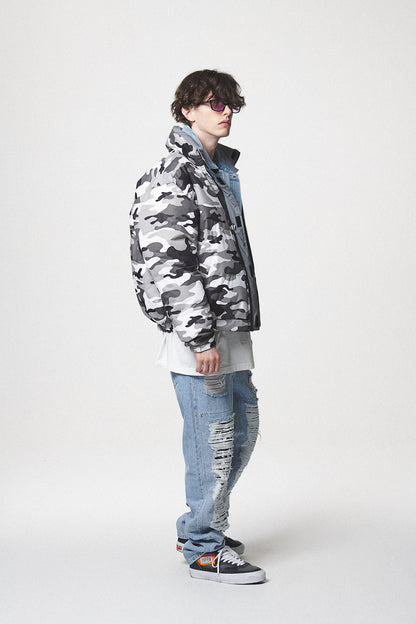 REVERSIBLE DOWN JACKET / SILVER