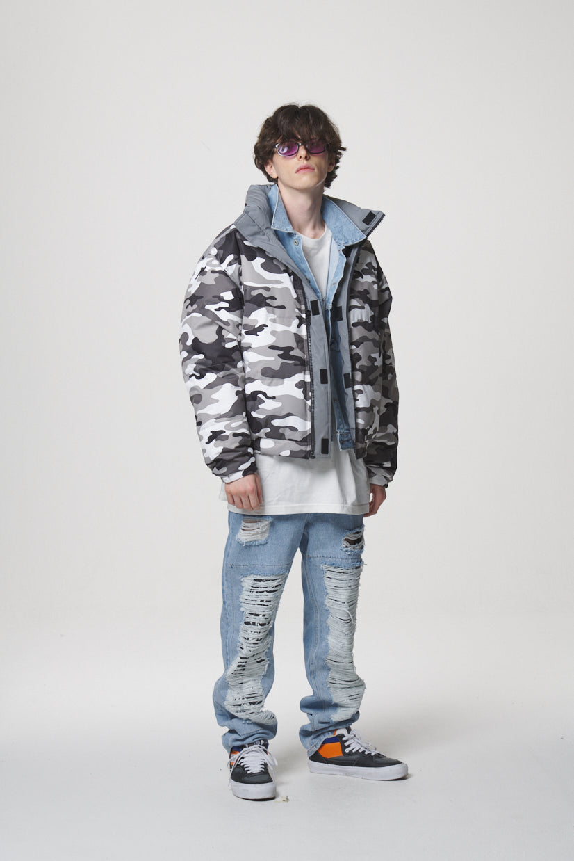 REVERSIBLE DOWN JACKET / SILVER