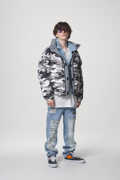 REVERSIBLE DOWN JACKET / SILVER