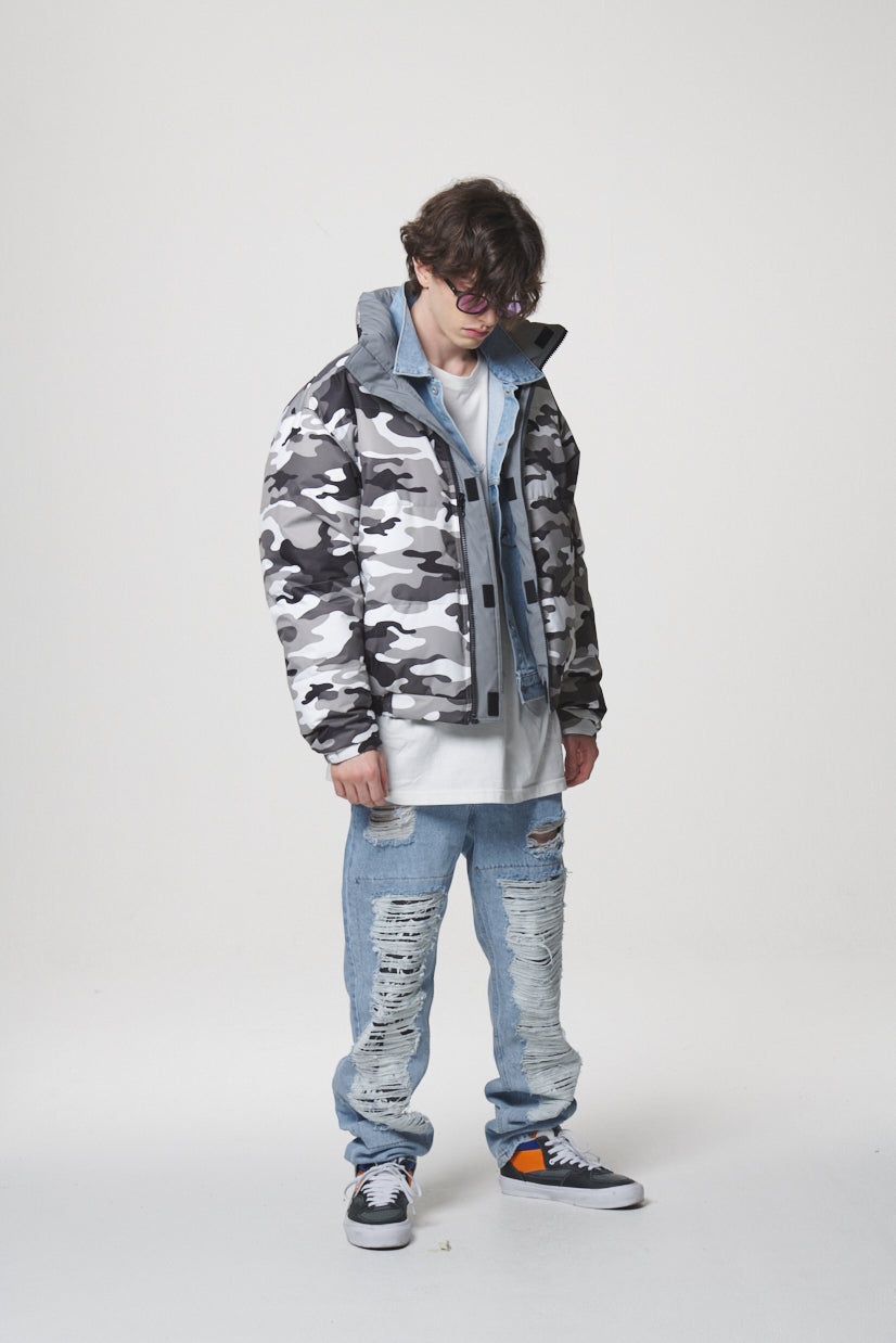 REVERSIBLE DOWN JACKET / SILVER
