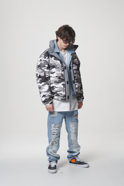 REVERSIBLE DOWN JACKET / SILVER