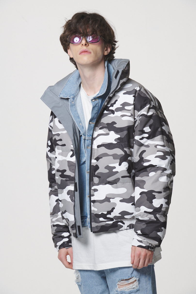 REVERSIBLE DOWN JACKET / SILVER