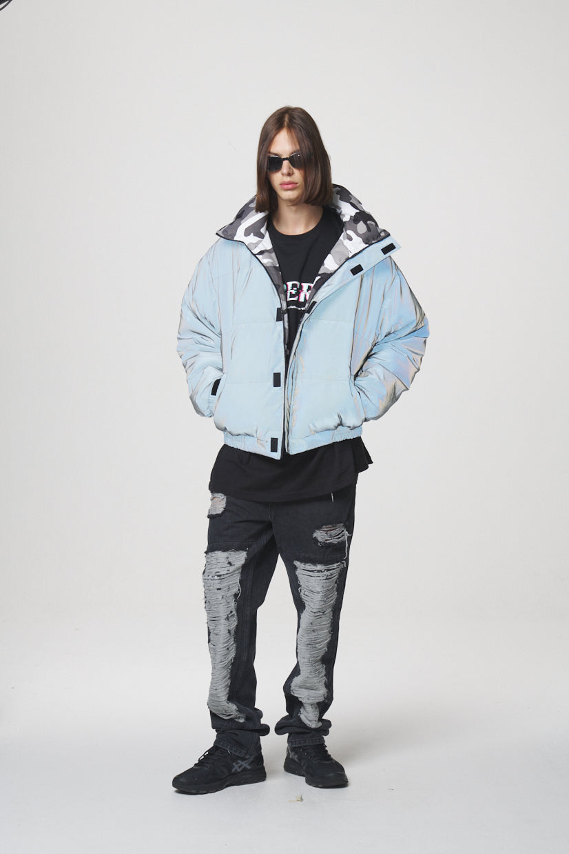 REVERSIBLE DOWN JACKET / SILVER