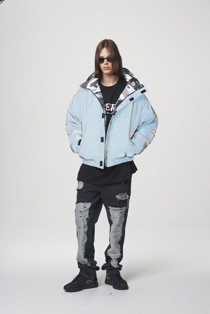 REVERSIBLE DOWN JACKET / SILVER