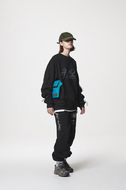 STRING SWEAT SHIRTS / BLACK
