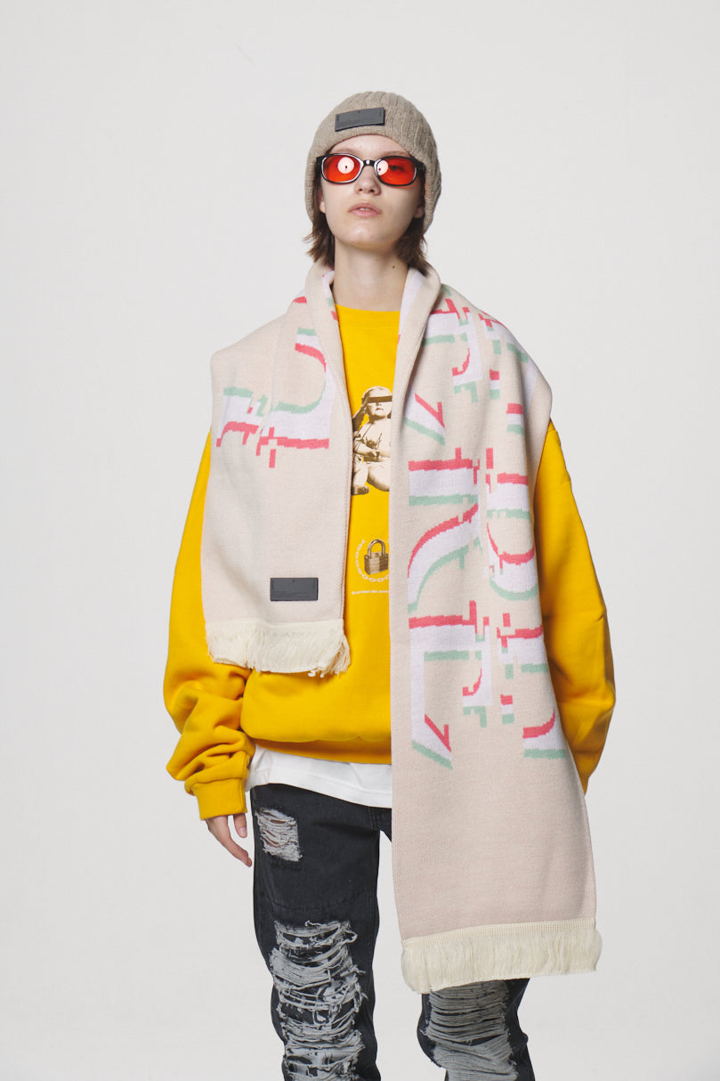 GLITCH LOGO MUFFLER / IVORY