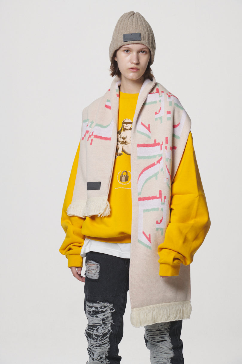 GLITCH LOGO MUFFLER / IVORY