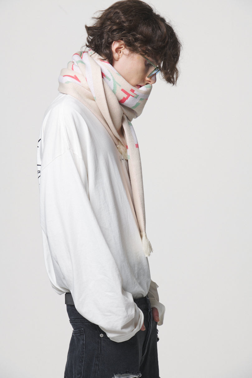 GLITCH LOGO MUFFLER / IVORY