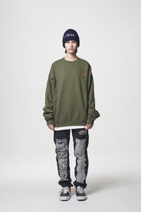 SLOGAN SWEAT SHIRTS / KHAKI