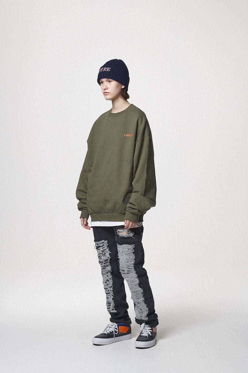 SLOGAN SWEAT SHIRTS / KHAKI